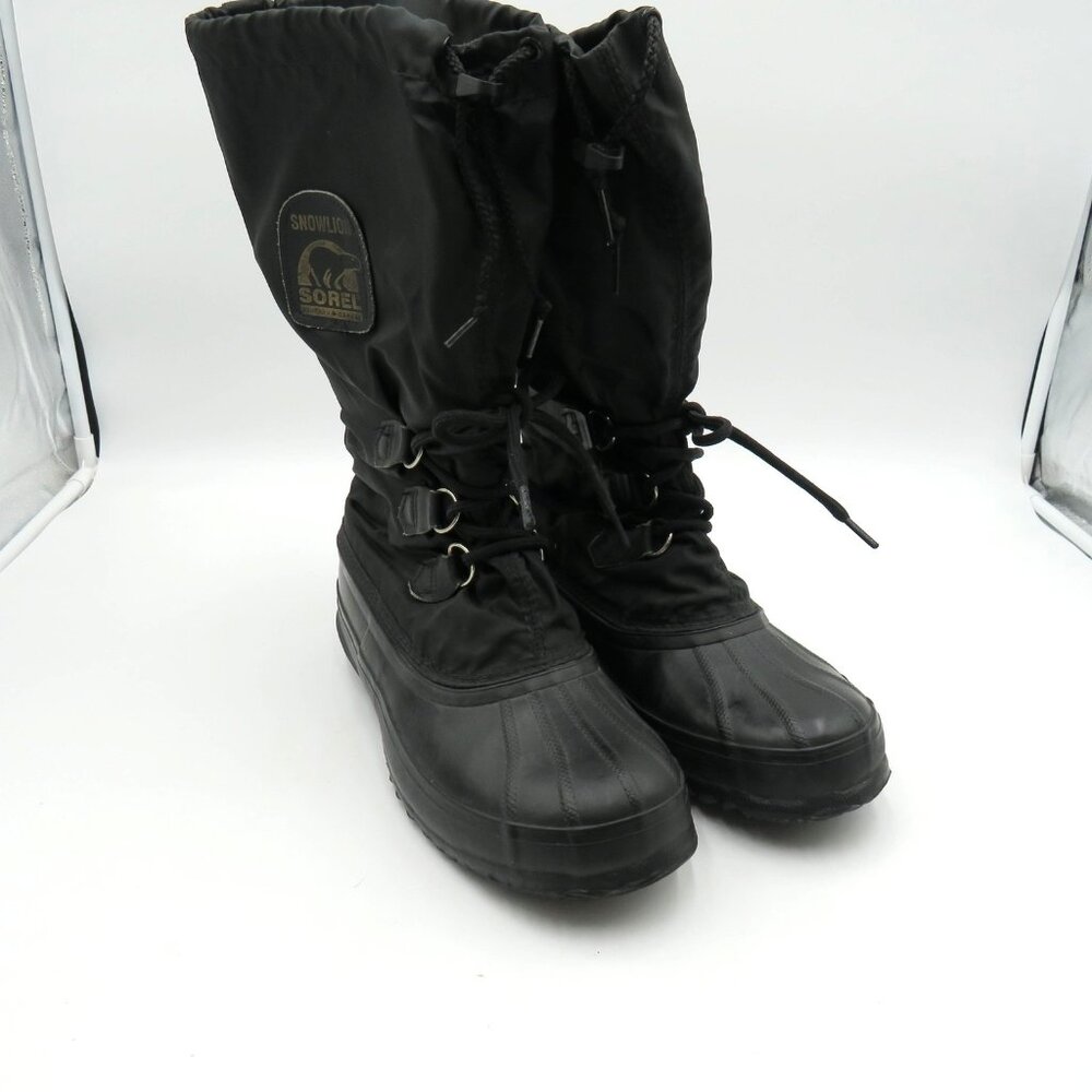 Vintage Sorel Snowlion Pac Boots Womens Size 9 Black Insulated‎ Winter Tall 90s